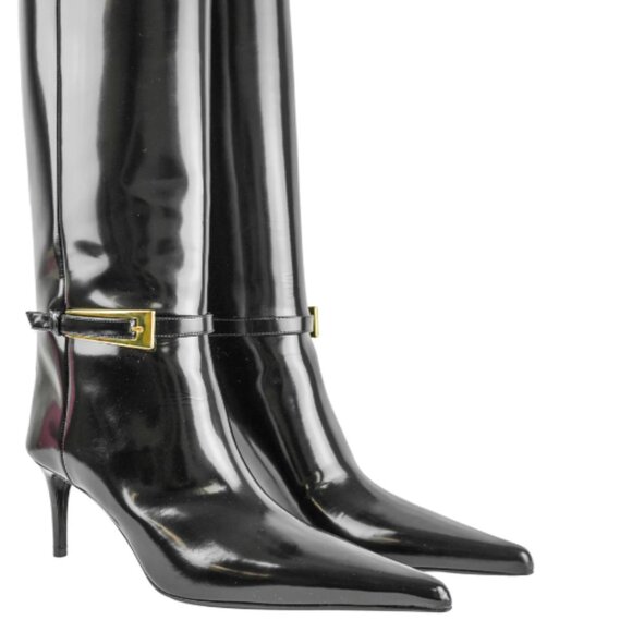 Saint Laurent Lee Patent Buckle Knee Boots - Picture 1 of 5